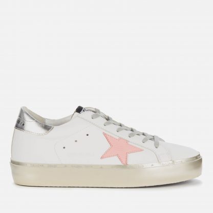 Golden Goose Women's Hi Star Leather Flatform Trainers - White/Pink Pastel/Silver/Gold