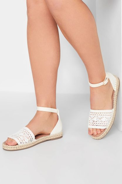 Lts White Espadrille Sandals In Standard Fit