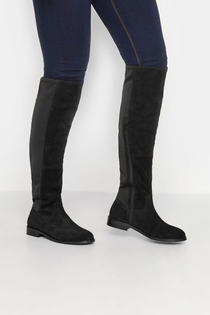Lts Black Over The Knee 50/50 Suede Boot In Standard Fit Size D | Tall Women's Knee High Boots