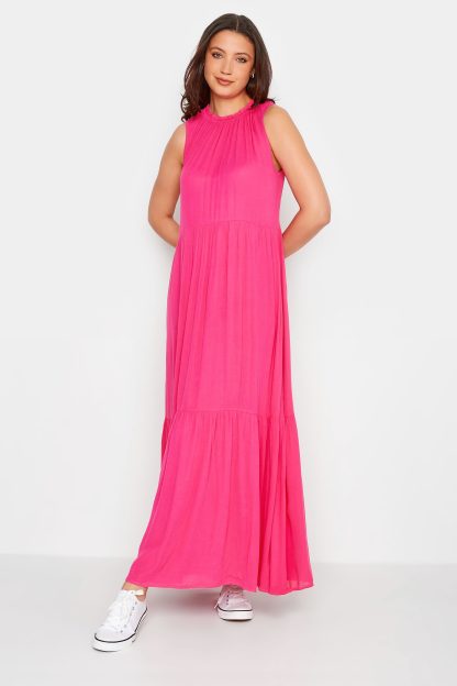 Lts Tall Bright Pink Tiered Maxi Dress Size 22-24 | Tall Women's Maxi Dresses