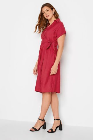 Lts Tall Red Wrap Front Dress Size 10 | Tall Women's Wrap Dresses