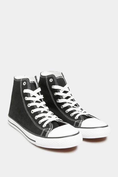 Lts Black Canvas High Top Trainers In Standard Fit 11 > D Lts | Tall Women's Lace Up Trainers