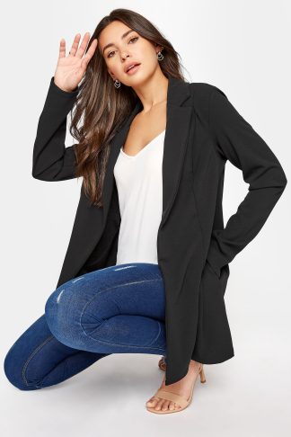 Lts Tall Black Scuba Longline Blazer 8 Lts | Tall Women's Blazer Jackets