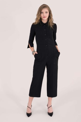 Black 3/4 Sleeve Boiler Suit