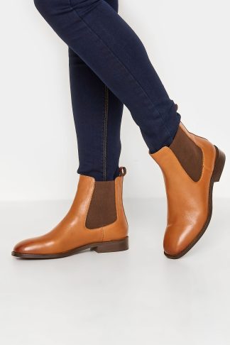 Lts Tan Brown Leather Chelsea Boots In Standard Fit 8 > D Lts | Tall Women's Chelsea Boots
