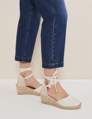 Phase Eight Womens Suede Ankle Strap Wedge Espadrilles - 3 - Ivory, Ivory