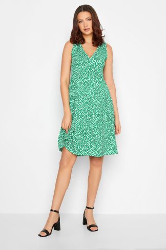 Lts Tall Green Ditsy Print Mini Dress 8 Lts | Tall Women's Mini Dresses