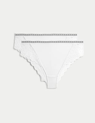 B By Boutique Womens 2pk Cleo High Waisted Brazilian Knickers - White, White,Black
