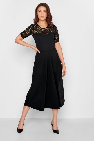 Lts Tall Black Lace Midi Dress 20 Lts | Tall Women's Black Dresses