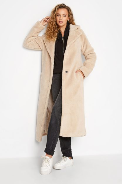 Lts Tall Cream Teddy Maxi Coat Size 12 | Tall Women's Coats