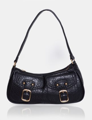 Rodeo Black Double Pocket Buckle Handbag