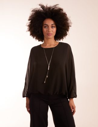 Batwing Necklace Top - ONE / BLACK