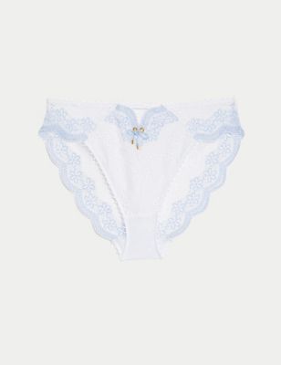 Boutique Womens Lova Embroidery High Waisted High Leg Knickers - 8 - White Mix, White Mix