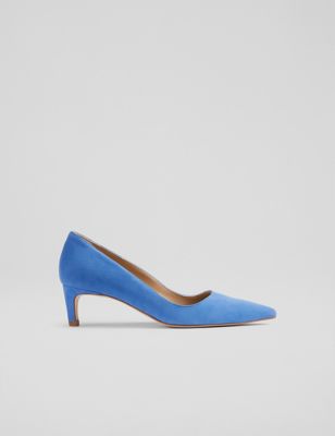 Lk Bennet Womens Suede Kitten Heel Pointed Court Shoes - 2 - Blue, Blue