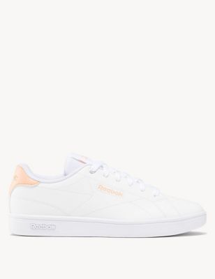 Reebok Womens Court Clean Lace Up Trainers - 7 - White Mix, White Mix,Ivory