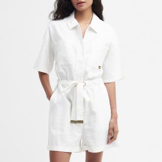 Barbour International Rosell Linen and Cotton-Blend Playsuit - UK 10