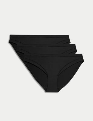 Body By M&S Womens 3pk Flexifit™ Modal Bikini Knickers - 6 - Black, Black,Rose Quartz,White,Blackcurrant