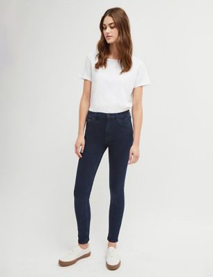 French Connection Womens High Waisted Skinny Jeans - 6 - Blue/Black, Blue/Black