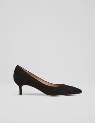 Lk Bennett Womens Suede Kitten Heel Pointed Court Shoes - 4.5 - Black, Black