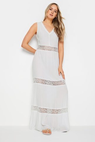 Lts Tall White Crochet Maxi Dress 10 Lts | Tall Women's Maxi Dresses