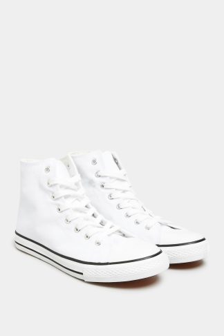 Lts White Canvas High Top Trainers In Standard Fit Standard > 12 Lts | Tall Women's Lace Up Trainers