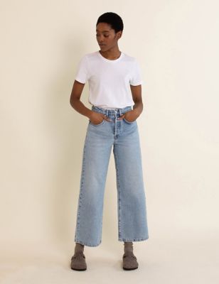 Albaray Womens Pure Cotton Wide Leg Jeans - 18 - Medium Blue, Medium Blue