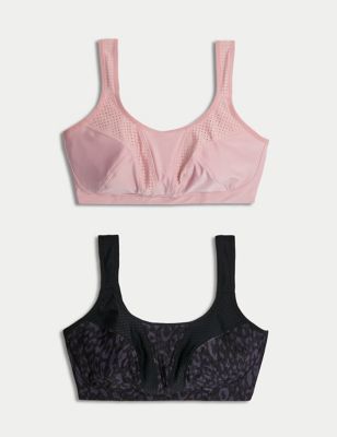 Goodmove Womens 2pk Ultimate Support Non Wired Sports Bras A-E - 32B - Dusted Pink, Dusted Pink