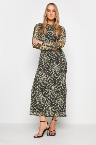 Lts Tall Black Abstract Print Mesh Midaxi Dress 14 Lts | Tall Women's Midaxi Dresses