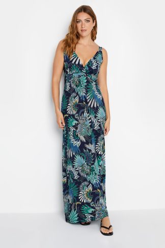 Lts Tall Blue Floral Print Vneck Sleeveless Maxi Dress Size 22 | Tall Women's Floral Dresses