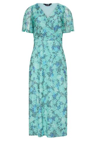 Lts Tall Blue Leopard Print Mesh Midaxi Wrap Dress 20 Lts | Tall Women's Midaxi Dresses