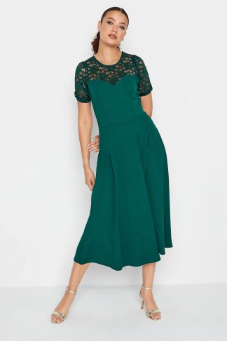 Lts Tall Forest Green Lace Midi Dress 12 Lts | Tall Women's Midi Dresses