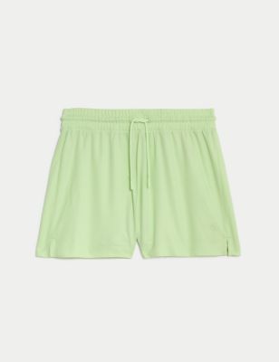 Goodmove Womens Relaxed High Waisted Gym Shorts - 12 - Pale Green, Pale Green,Black