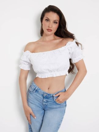 Guess Embroidered Off-Shoulder Blouse