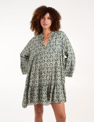 High Low Smock Dress - ONE / GREEN