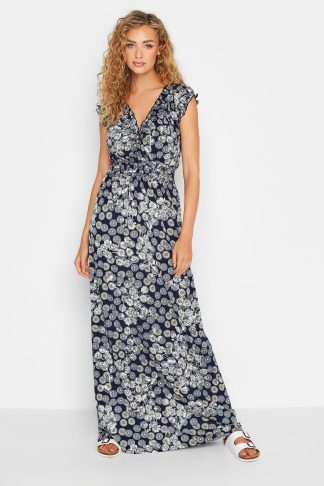 Lts Tall Navy Blue Ditsy Print Maxi Dress Size 8 | Tall Women's Maxi Dresses