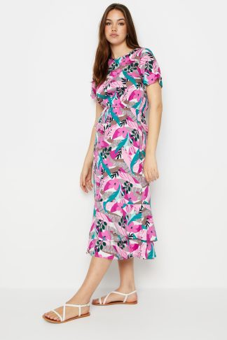 Lts Tall Pink Floral Print Maxi Dress 18 Lts | Tall Women's Midi Dresses