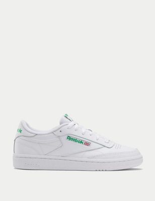 Reebok Womens Club C 85 Leather Lace Up Trainers - 3.5 - White, White,White Mix,Pearl,Grey Mix,Black/Grey