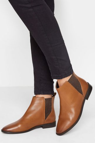 Lts Brown Leather Chelsea Boots In Standard D Fit D > 9 Lts | Tall Women's Women's Boots