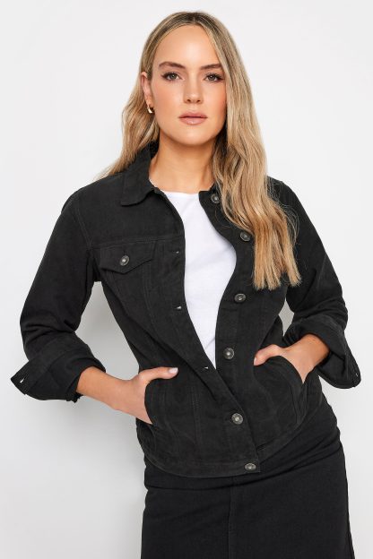 Lts Tall Black Denim Button Through Jacket 20 Lts | Tall Women's Denim Jackets