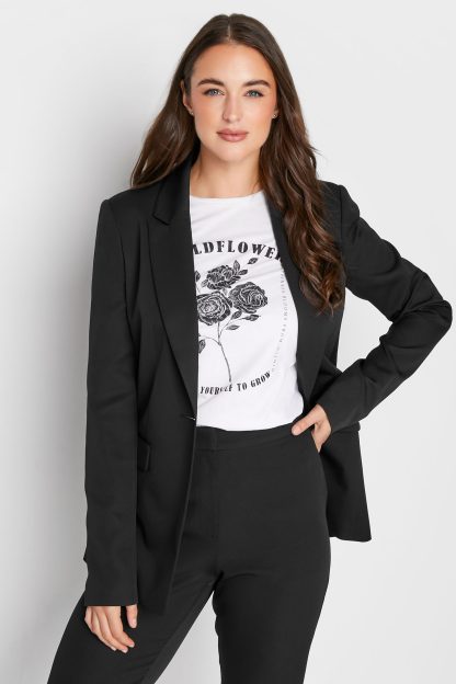 Lts Tall Black Scuba Crepe Blazer 8 Lts | Tall Women's Blazer Jackets