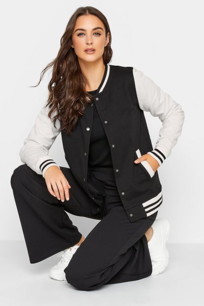 Lts Tall Black & White Varsity Bomber Jacket 16 Lts | Tall Women's Jackets