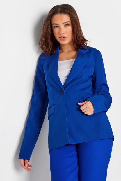 Lts Tall Cobalt Blue Scuba Crepe Tailored Blazer 10 Lts | Tall Women's Blazer Jackets