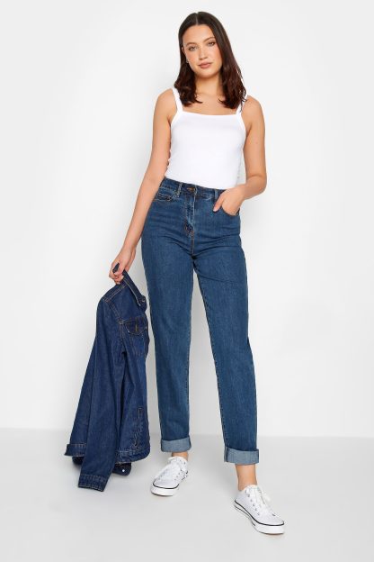 Lts Tall Indigo Blue Washed Una Stretch Mom Jeans Long > 24 Lts | Tall Women's Mom & Boyfriend Jeans