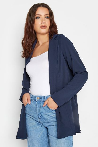 Lts Tall Navy Blue Scuba Longline Blazer 14 Lts | Tall Women's Blazer Jackets