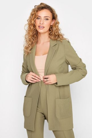 Lts Tall Sage Green Ribbed Blazer Jacket 14 Lts | Tall Women's Blazer Jackets