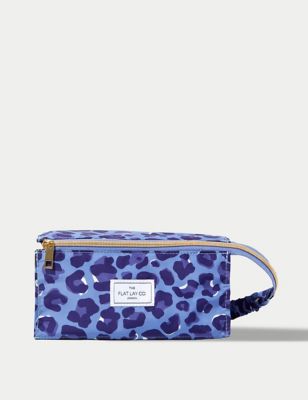 Women's The Flat Lay Co. Open Flat Box Bag in Blue Leopard