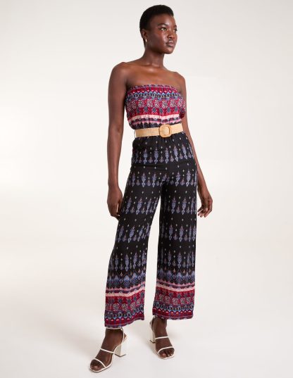 Belted Bandeau Jumpsuit - 8 / BLACK