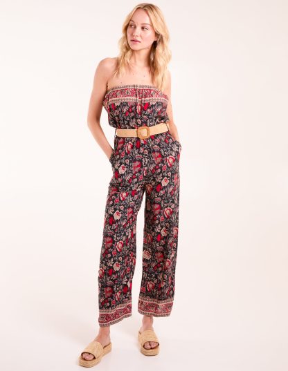 Belted Bandeau Jumpsuit - 8 / RED PATTERN