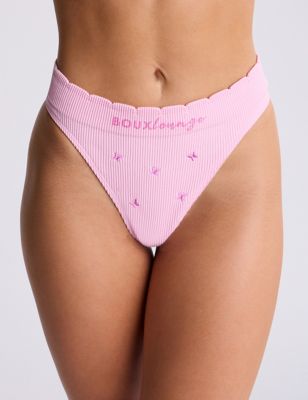 Boux Avenue Women's Butterfly Embroidered Thong - S - Pink, Pink