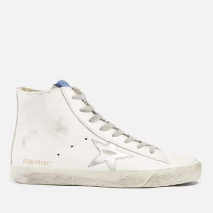 Golden Goose Francy Distressed Leather and Suede High-Top Trainers - UK 3